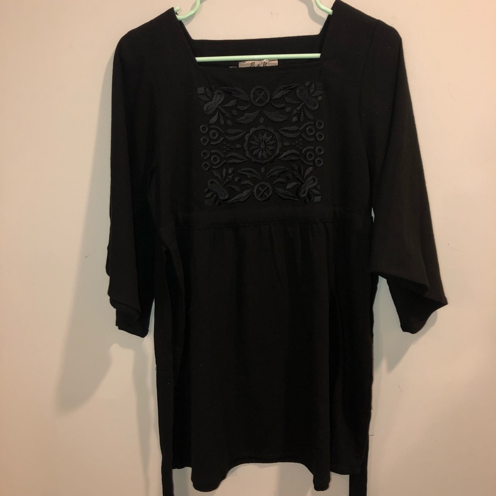 E&Y Otanik Black Floral Design Dress